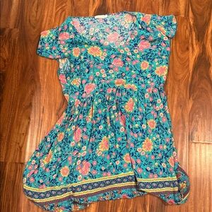 Floral Mini Dress in Blue and Pink